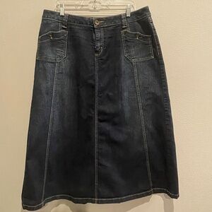 Fashion Bug A-Line Long Denim Jean Skirt Size 18W Stretch Comfy 18 Woman